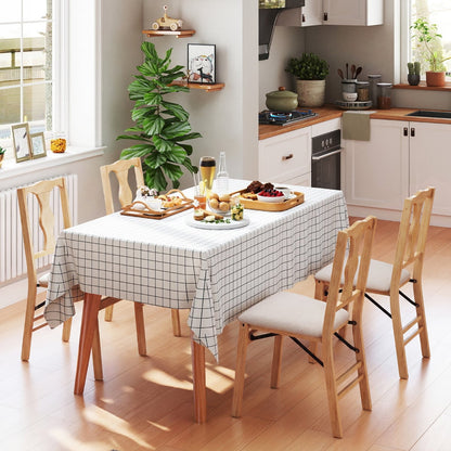 Set of 2 Folding Dining Chairs with Soft Padded Seat and Smooth Solid Backrest-Beige