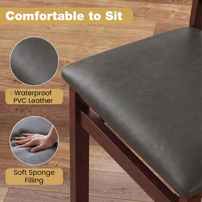 Set of 2 Folding Dining Chairs with Soft Padded Seat and Smooth Solid Backrest-Black