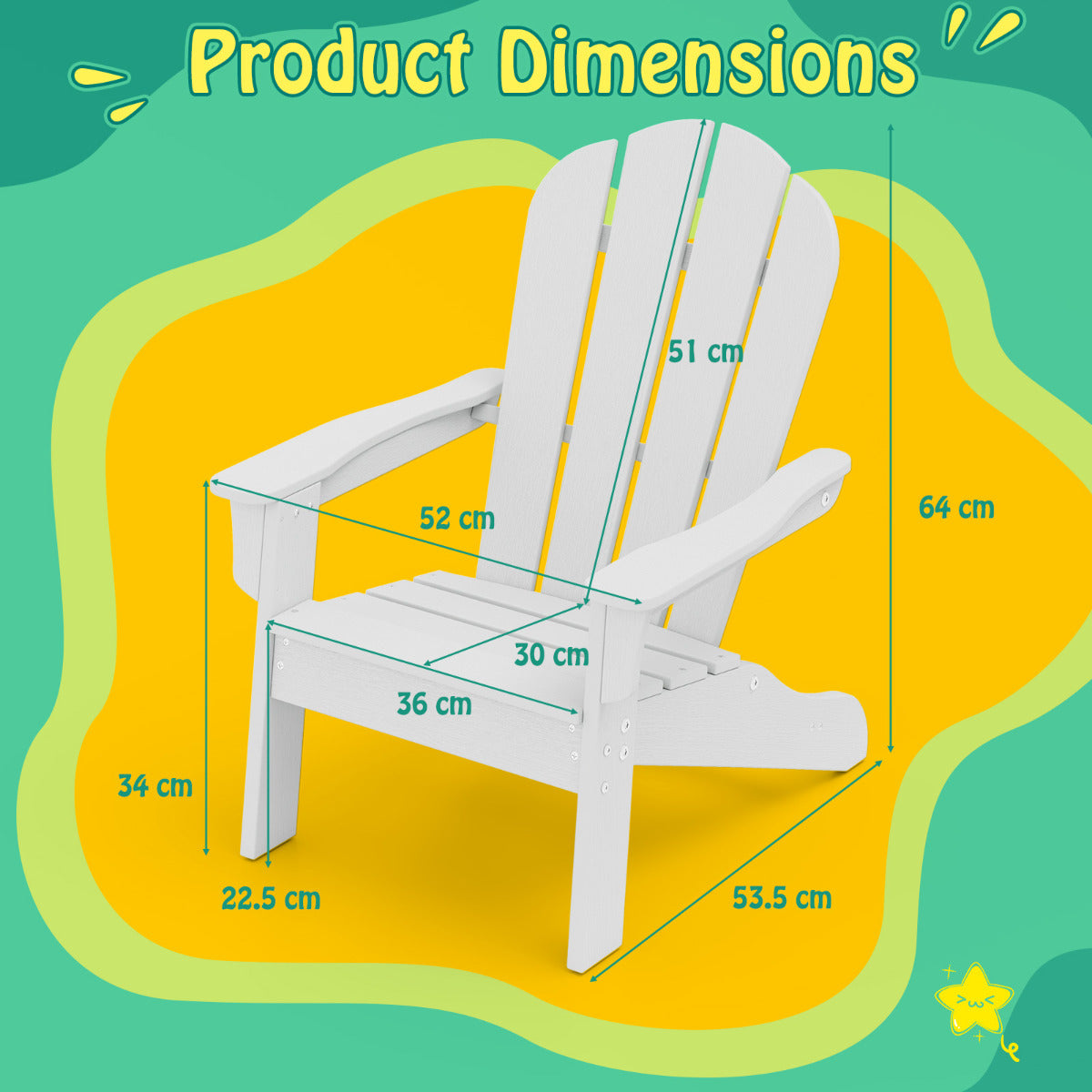 Kids Adirondack Chair All-Weather HDPE Toddler Lawn Chair Set of 2