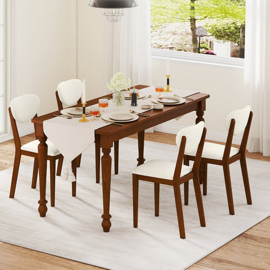 Set of 2 Sherpa Dining Chairs with Rubber Wood Legs-Walnut