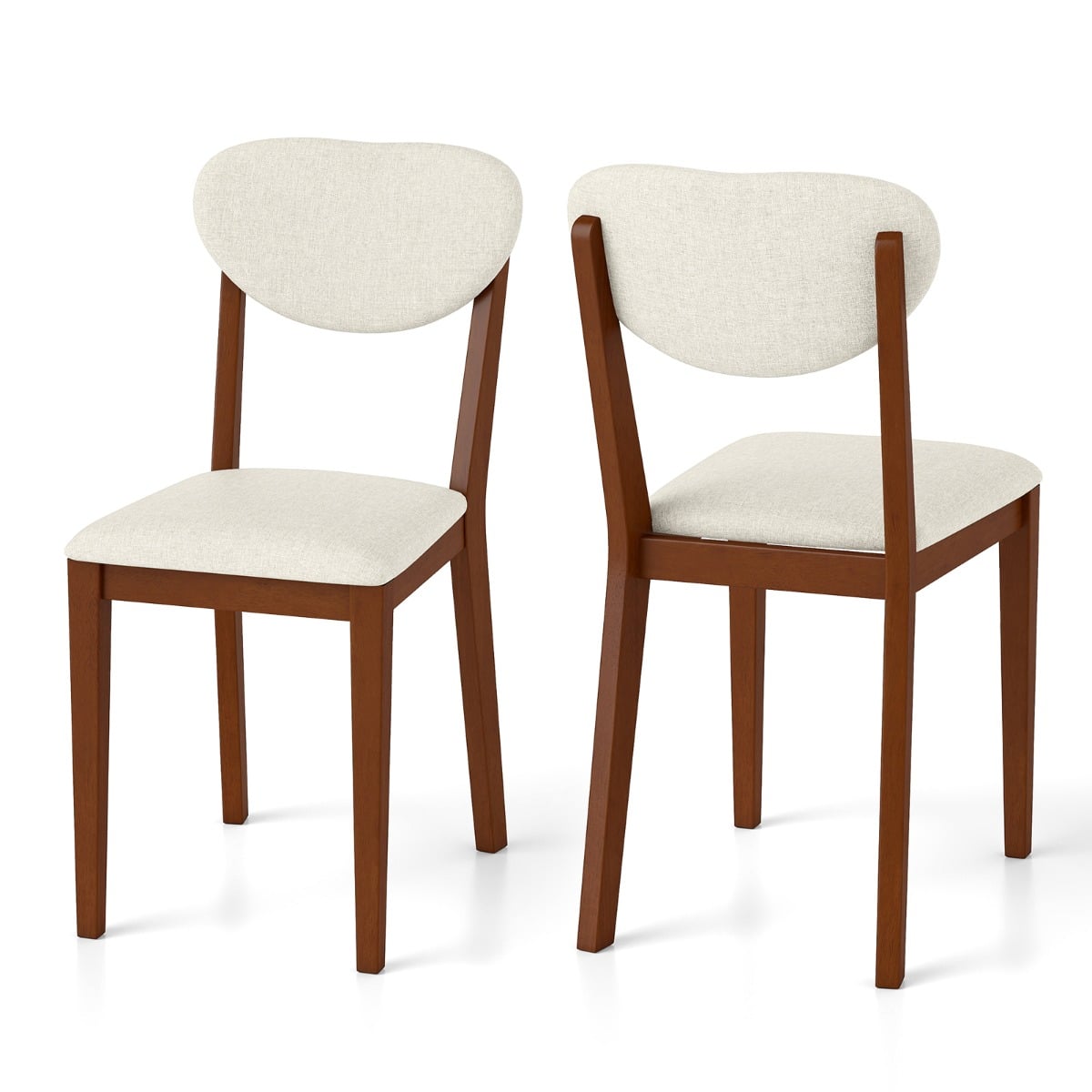Set of 2 Sherpa Dining Chairs with Rubber Wood Legs-Walnut