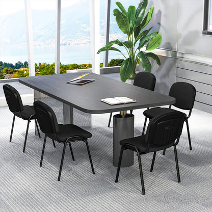 Set of 2 Waiting Room Chairs Stackable Reception Guest Chairs-Black