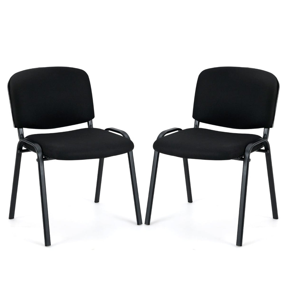 Set of 2 Waiting Room Chairs Stackable Reception Guest Chairs-Black