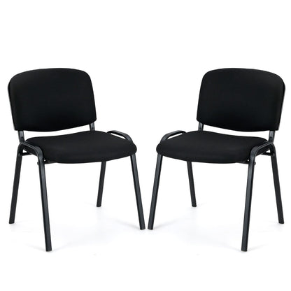 Set of 2 Waiting Room Chairs Stackable Reception Guest Chairs-Black