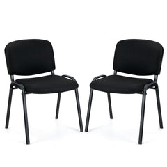 Set of 2 Waiting Room Chairs Stackable Reception Guest Chairs-Black