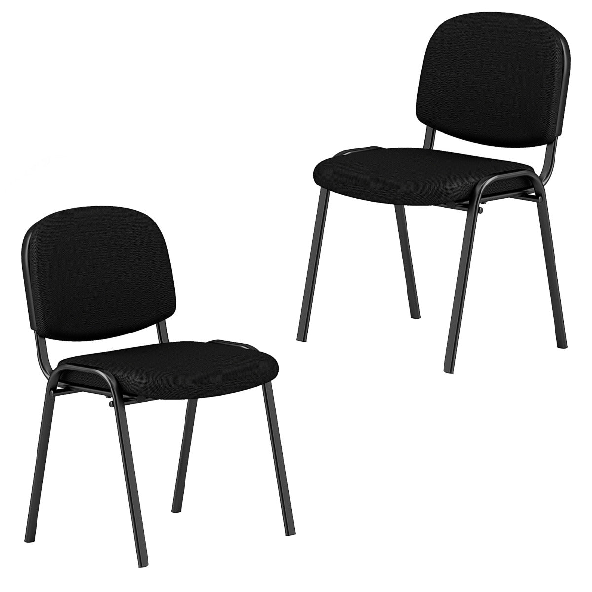 Set of 2 Waiting Room Chairs Stackable Reception Guest Chairs-Black