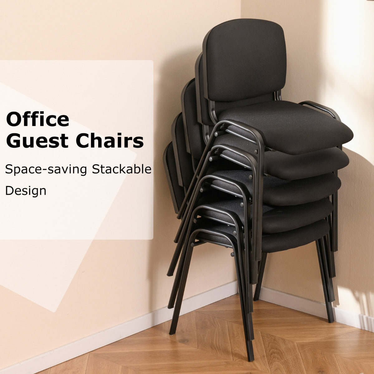 Set of 2 Waiting Room Chairs Stackable Reception Guest Chairs-Black