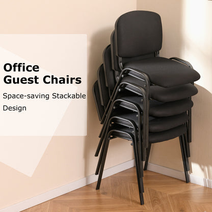 Set of 2 Waiting Room Chairs Stackable Reception Guest Chairs-Black