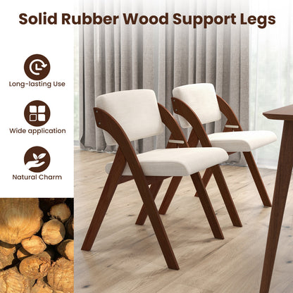 Set of 4 Dining Chairs Folding Kitchen Chair with Rubber Wood Legs-Walnut