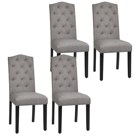 Set of 4 Dining Chairs with Ergonomic High Backrest