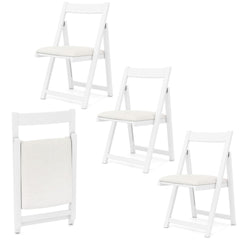 Set of 4 Foldable Dining Chair with Padded Seat and Curved Backrest-White