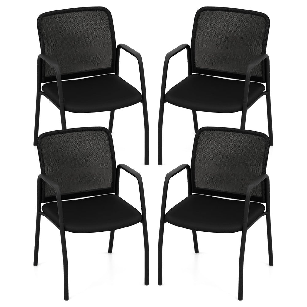 Set of 4 Office Guest Chairs with Ergonomic Mesh Backrest and Cushioned Seat-Black