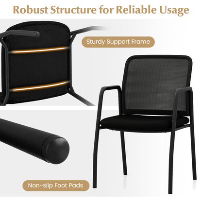Set of 4 Office Guest Chairs with Ergonomic Mesh Backrest and Cushioned Seat-Black