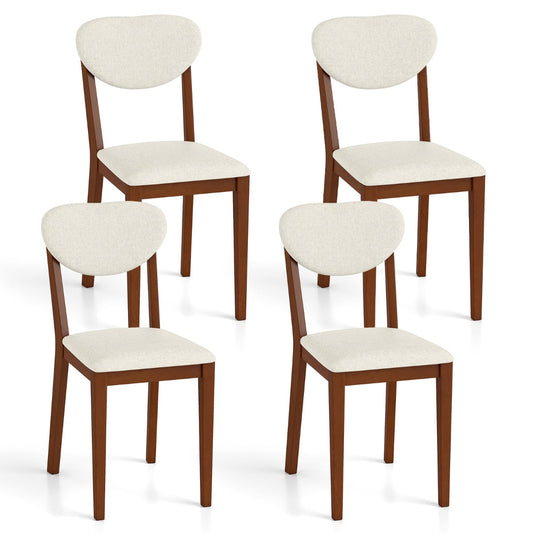 Set of 4 Sherpa Dining Chairs with Rubber Wood Legs-Walnut