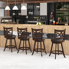 61/74 cm Set of 4 Swivel Counter Height Bar Stools with Backrest and Footrest-61 cm