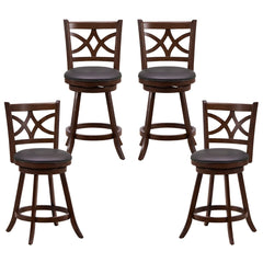 61/74 cm Set of 4 Swivel Counter Height Bar Stools with Backrest and Footrest-61 cm