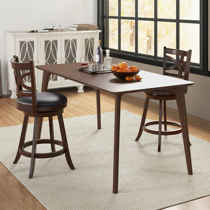 61/74 cm Set of 4 Swivel Counter Height Bar Stools with Backrest and Footrest-61 cm