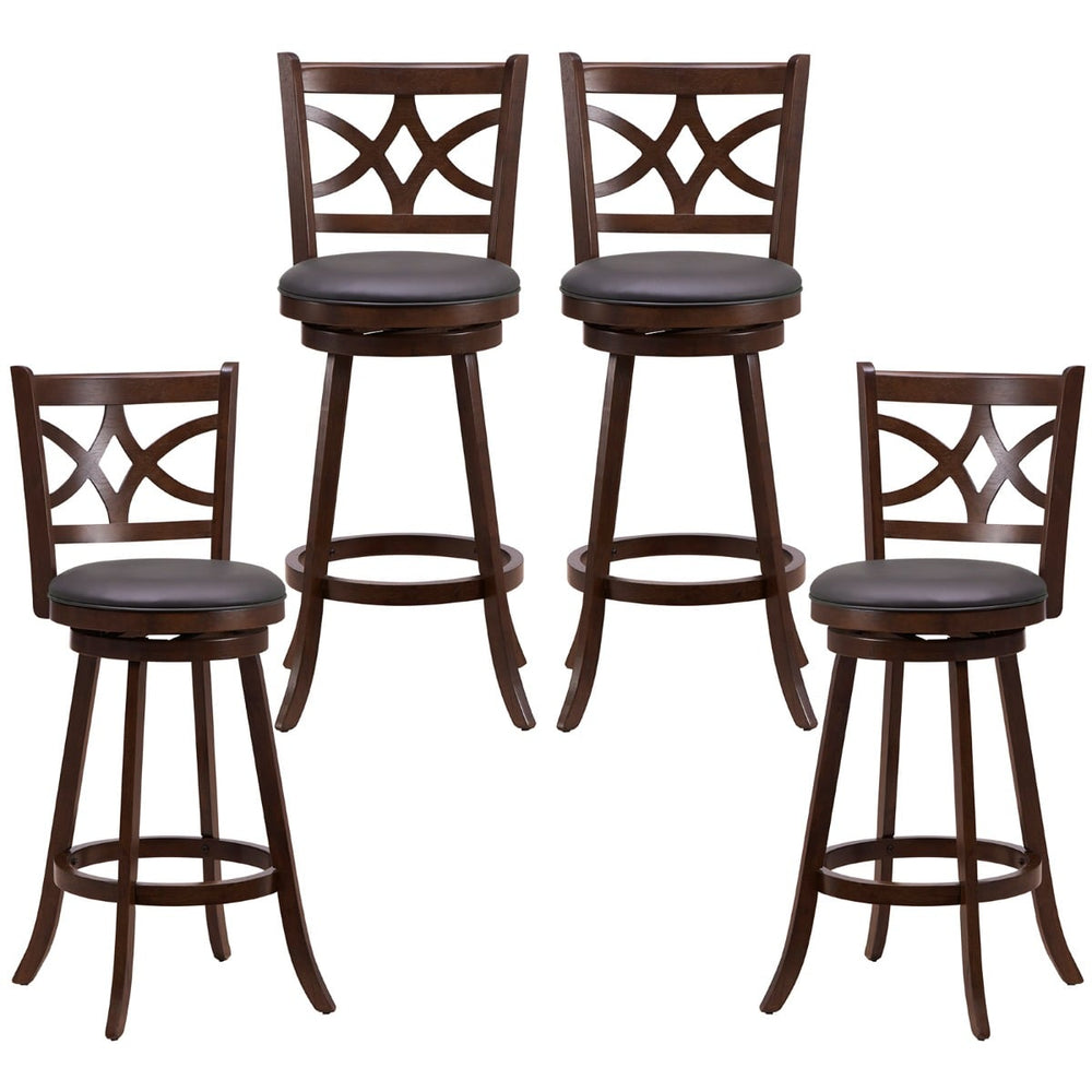 61/74 cm Set of 4 Swivel Counter Height Bar Stools with Backrest and Footrest-74 cm