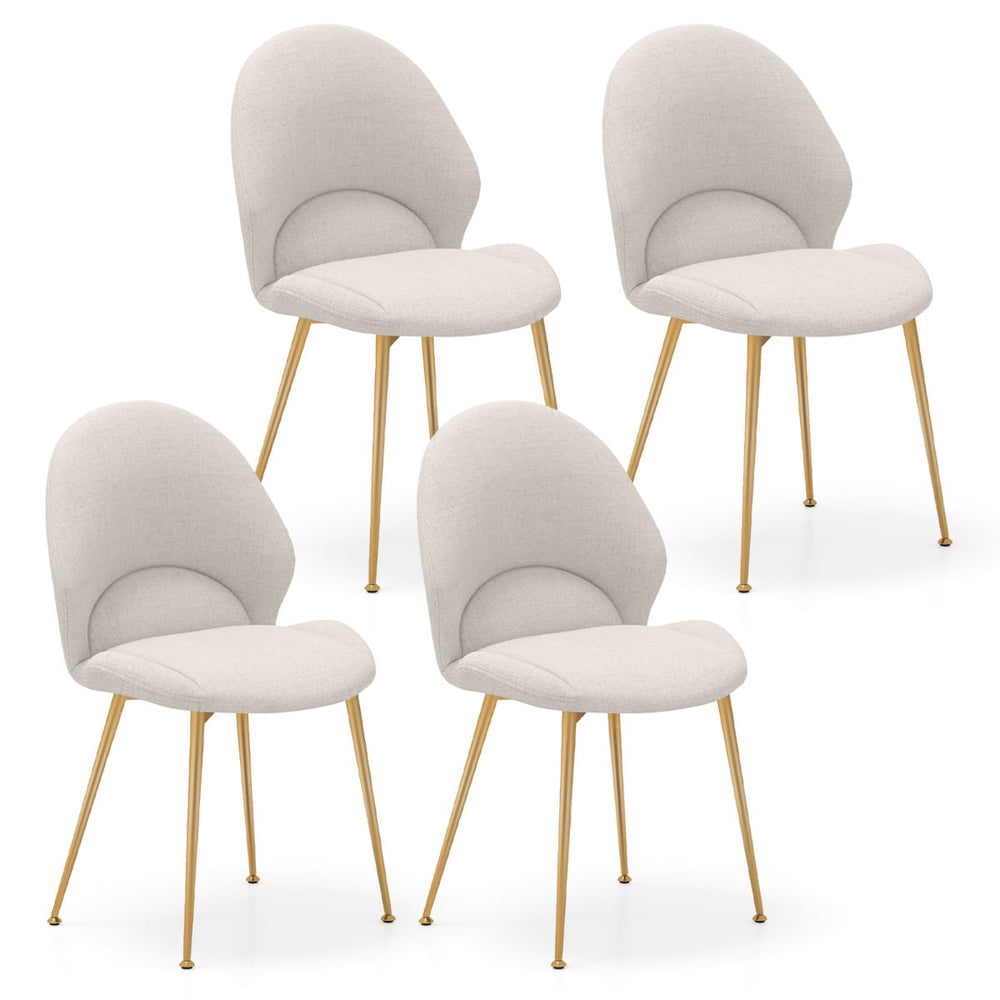 Set of 4 Upholstered Accent Chairs with Curved Backrest Adjustable Foot Pads-Grey