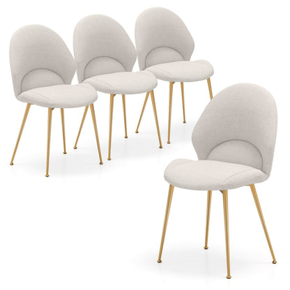 Set of 4 Upholstered Accent Chairs with Curved Backrest Adjustable Foot Pads-Grey