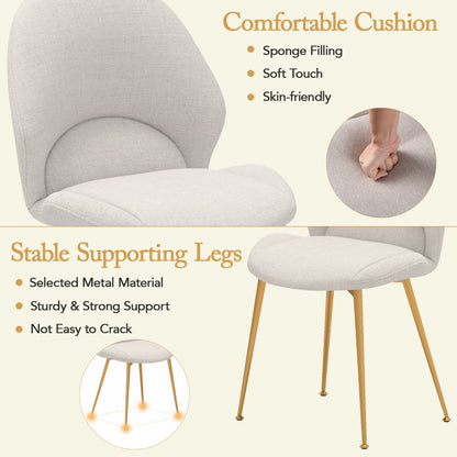Set of 4 Upholstered Accent Chairs with Curved Backrest Adjustable Foot Pads-Grey