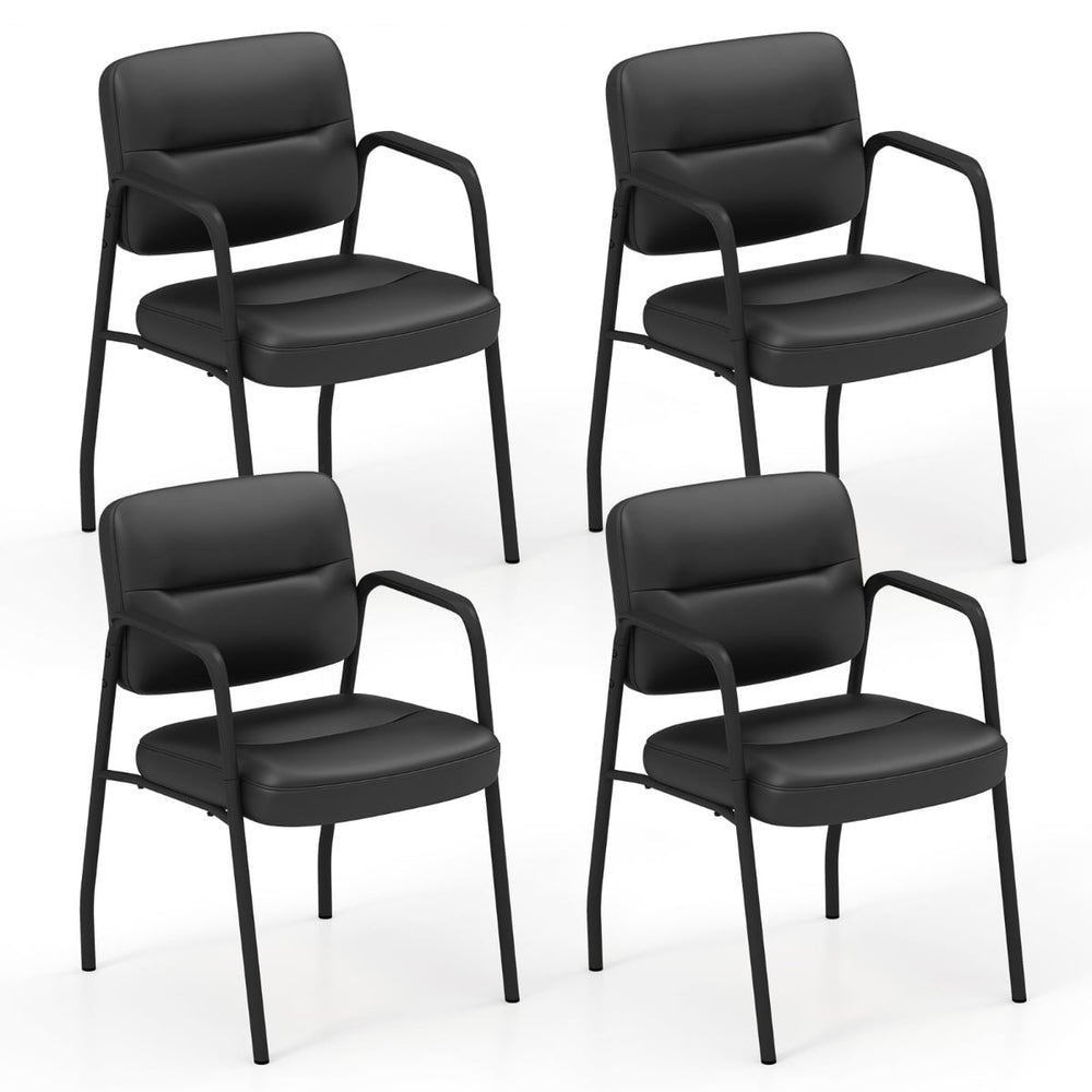 Set of 4 Waiting Room Chairs with Integrated Armrests No Wheels-Black