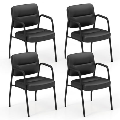 Set of 4 Waiting Room Chairs with Integrated Armrests No Wheels-Black