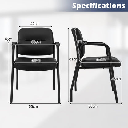 Set of 4 Waiting Room Chairs with Integrated Armrests No Wheels-Black