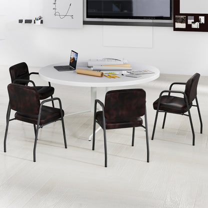 Set of 4 Waiting Room Chairs with Integrated Armrests No Wheels-Rustic Brown
