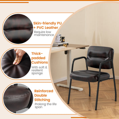 Set of 4 Waiting Room Chairs with Integrated Armrests No Wheels-Rustic Brown