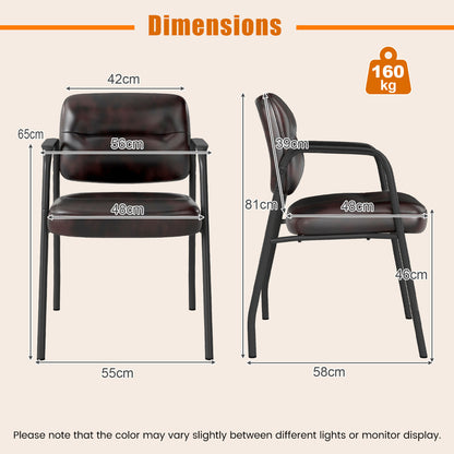 Set of 4 Waiting Room Chairs with Integrated Armrests No Wheels-Rustic Brown