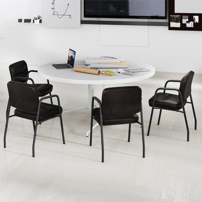 Set of 4 Waiting Room Chairs with Integrated Armrests No Wheels-Brown