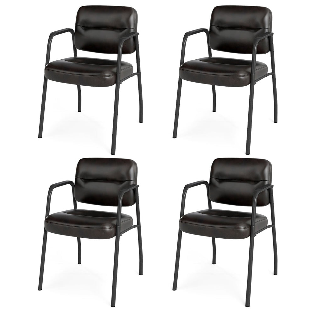 Set of 4 Waiting Room Chairs with Integrated Armrests No Wheels-Brown