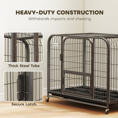 PawHut Heavy Duty Dog Crate,93 x 58 x 76 cm, Large Dog Cage for Small to Medium Breeds