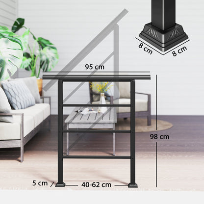 Outsunny Outdoor Handrail for Stairs, 0Â°-45Â° Adjustable Wrought Iron Exterior Handrail, Fit 1 to 3 Steps Stair Railing