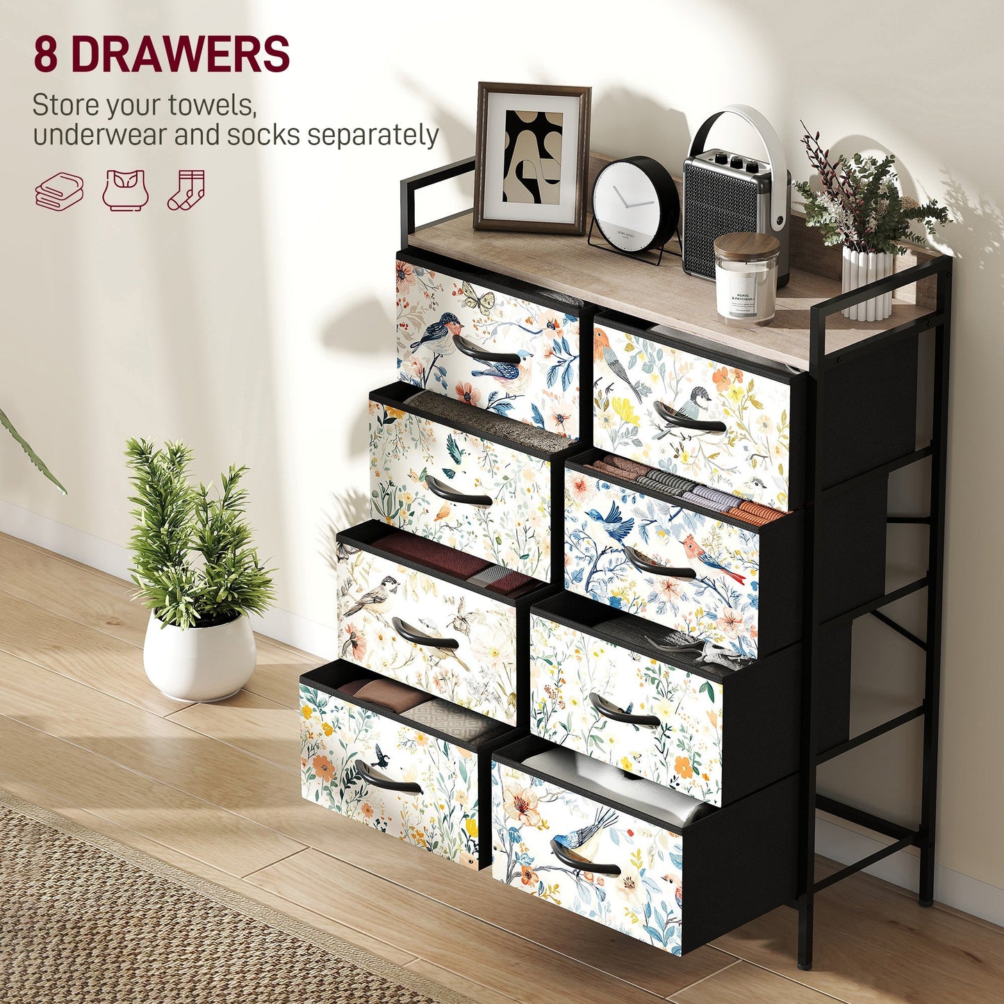 HOMCOM 8-Drawer Chest of Drawers - White