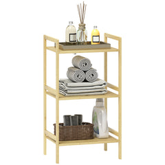 HOMCOM Three-Tier Bamboo Adjustable Shelf Storage Unit