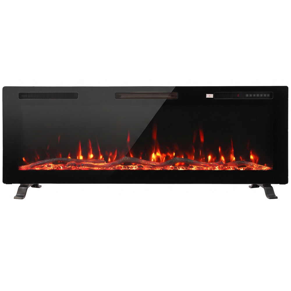 HOMCOM 3 IN 1 Slim Electric Fire, Wall Mounted/Recessed/Freestanding, Electric Fireplace with 12 Flame Colours, 5 Brightness