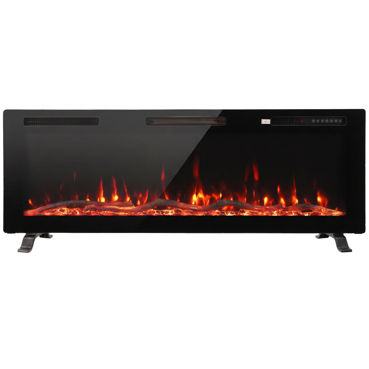 HOMCOM 3 IN 1 Slim Electric Fire, Wall Mounted/Recessed/Freestanding, Electric Fireplace with 12 Flame Colours, 5 Brightness