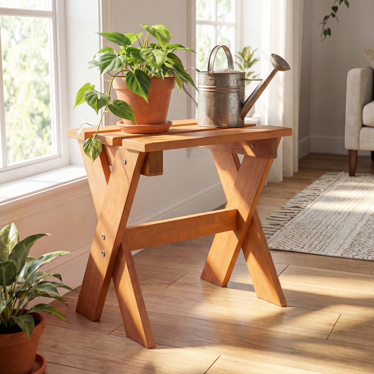 Side Table Flower Stand Small Solid Wood Accent End Table
