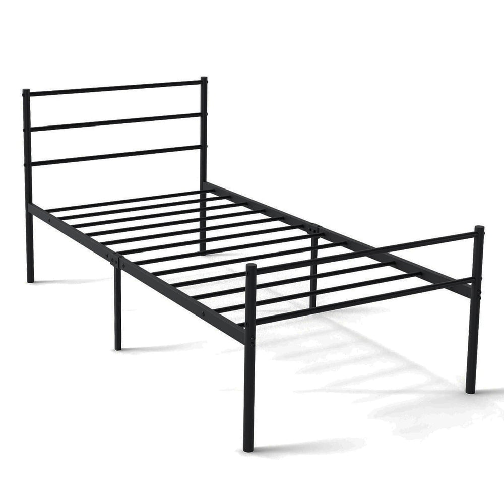 Single Size Modern Bed Frame with Metal Slat Support-Black