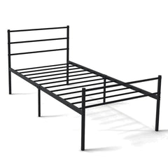 Single Size Modern Bed Frame with Metal Slat Support-Black