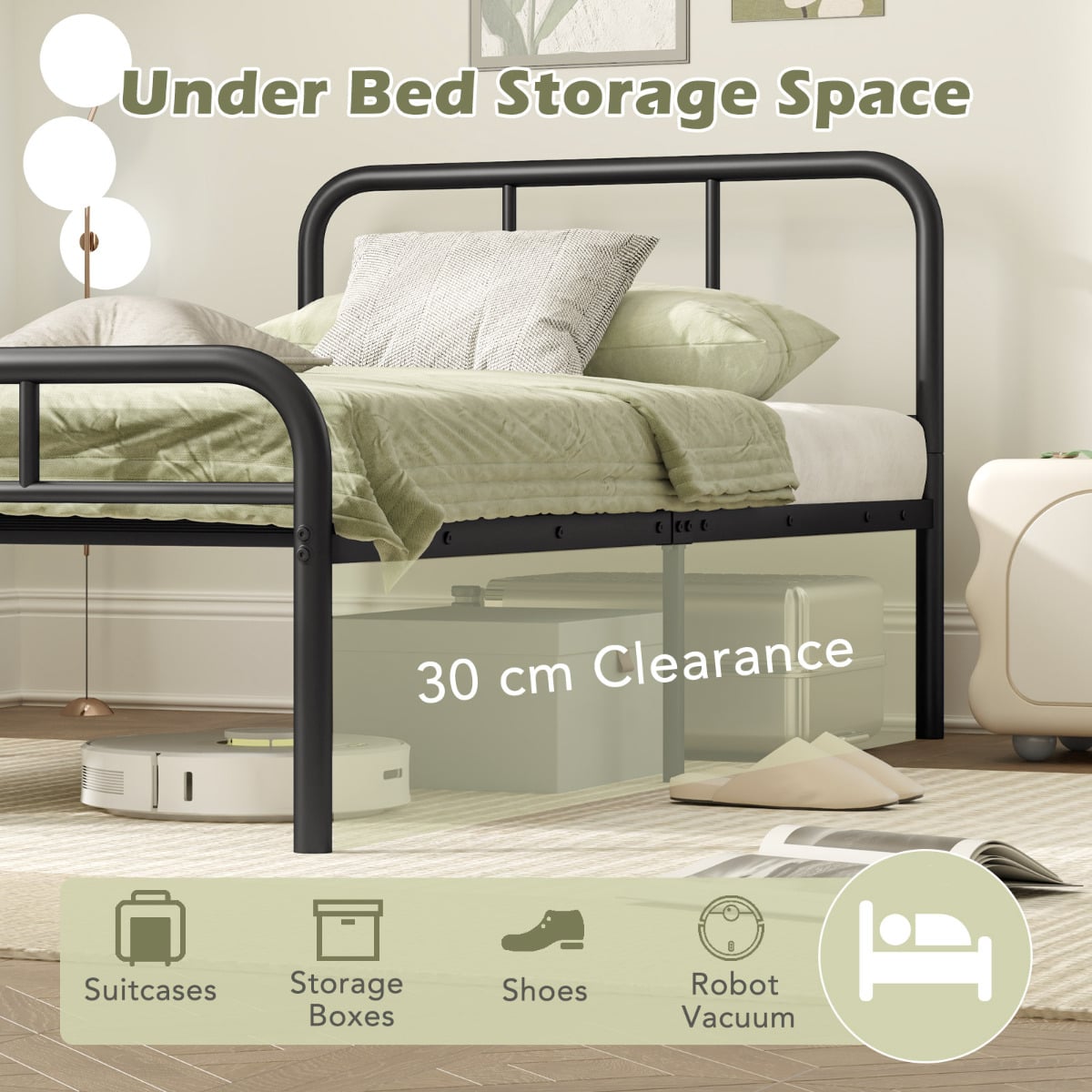 Bed Frame with Headboard and Footboard-Single Size