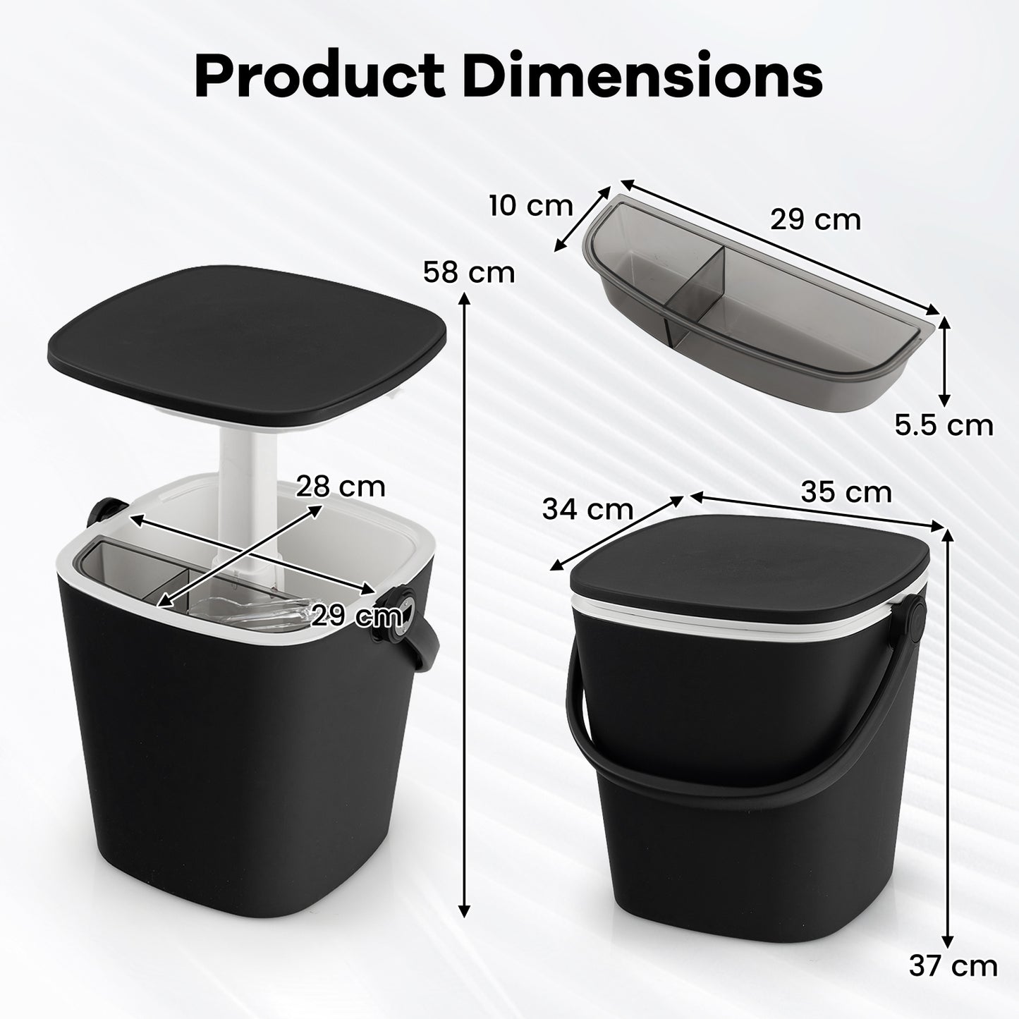 Portable Cooler Side Table with Handle and Bottle Opener-Black