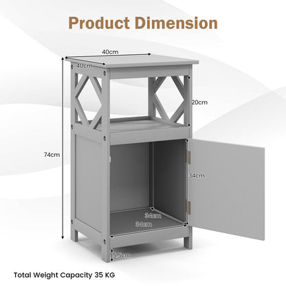 Bathroom Floor Cabinet with Open Compartment and Single Door-Grey