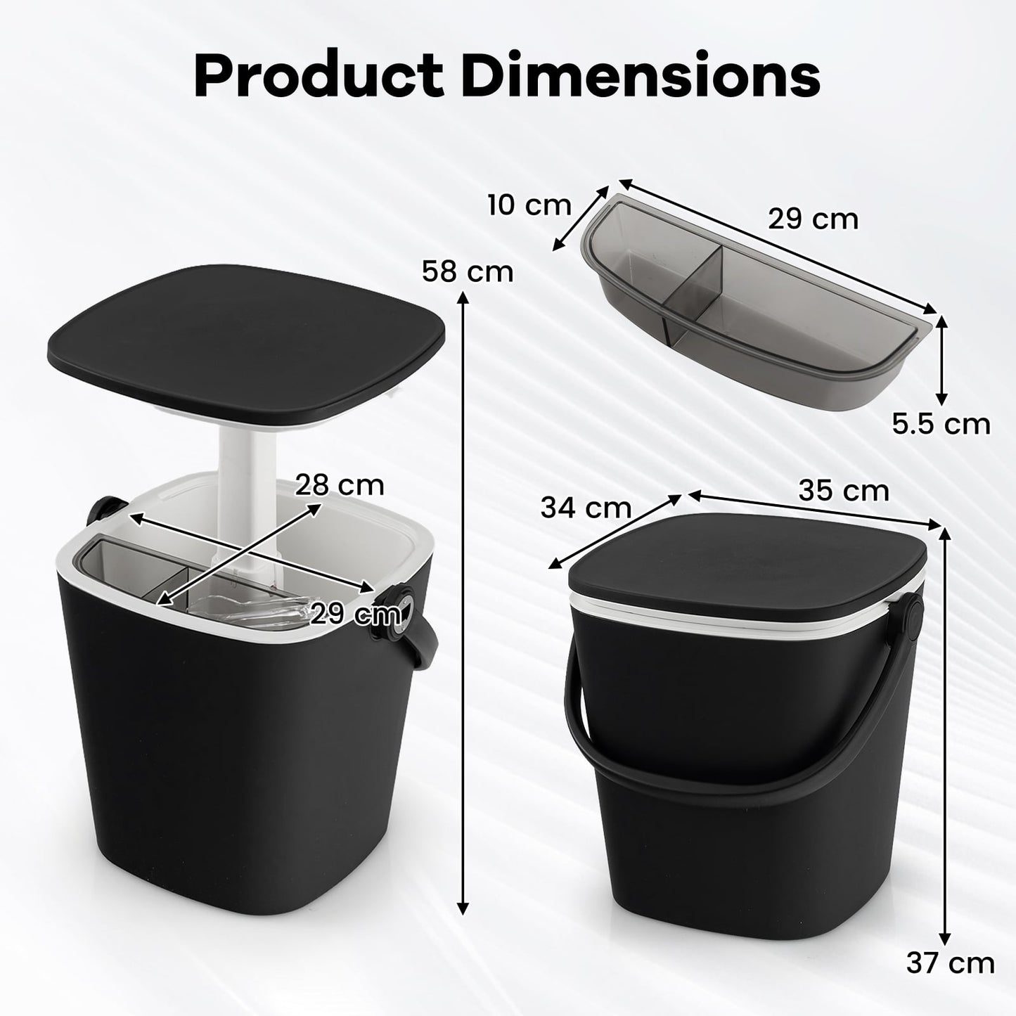Portable Cooler Side Table with Handle and Bottle Opener-Black