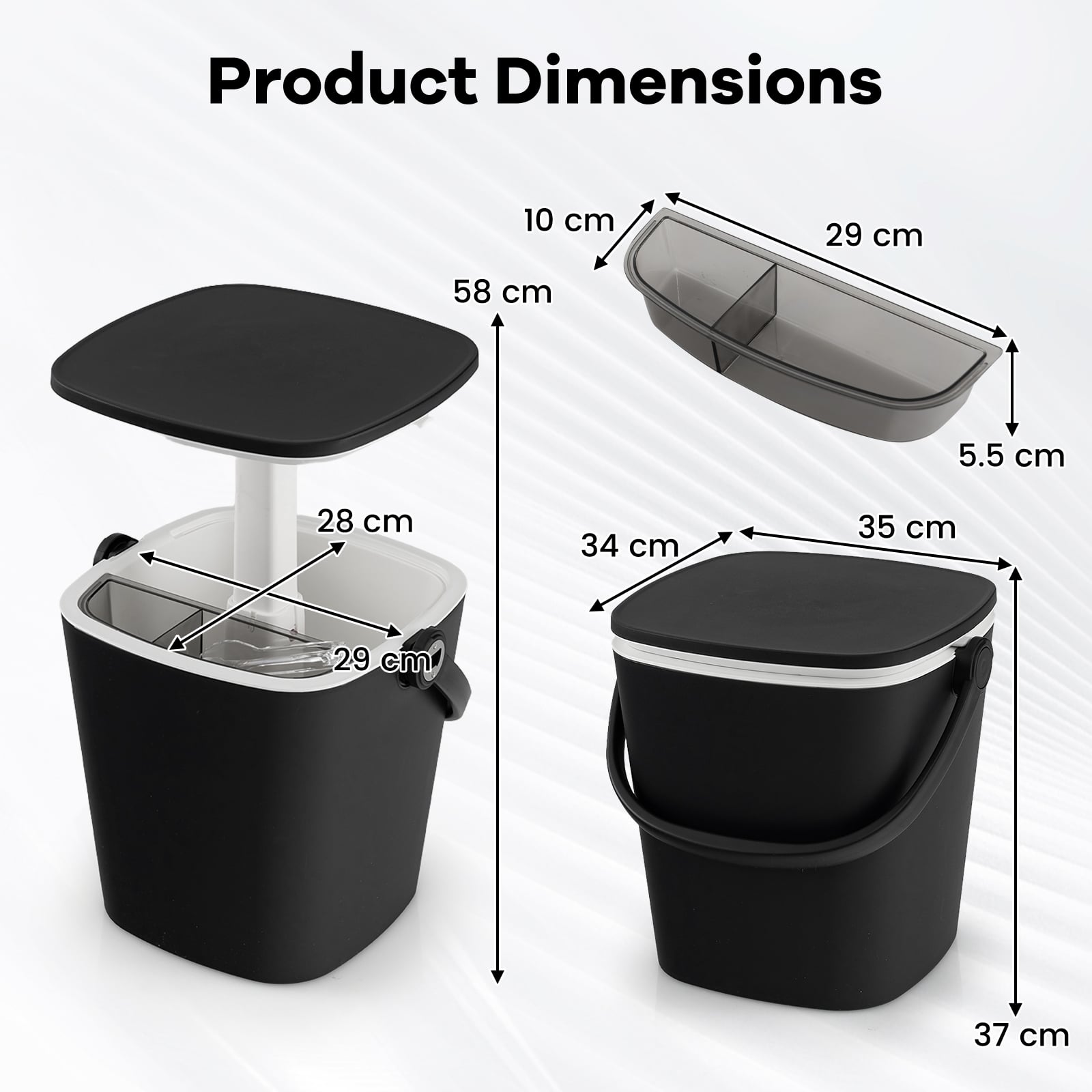 Portable Cooler Side Table with Handle and Bottle Opener-Black