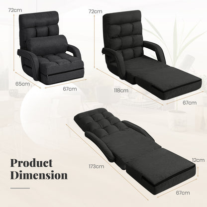 Adjustable Folding Floor Lazy Chair with Pillow-Dark Grey