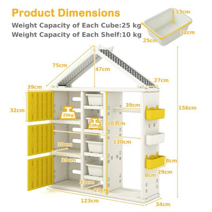 Kids Costume Storage Closet with Storage Bin-Yellow