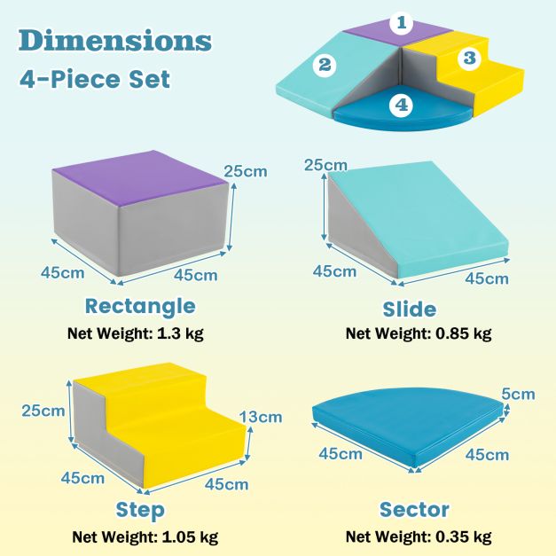 4 pcs. Foam building blocks for romping & climbing giant building blocks large building blocks blue + purple